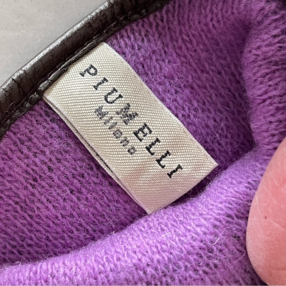 PIUMELLI Milano Retro Purple & Brown Cashmere Lined Leather Gloves, Size 7/Small - Picture 7 of 16
